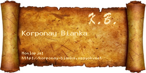 Korponay Bianka névjegykártya